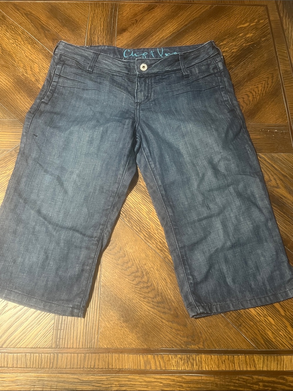 Chip & Pepper Dark Blue Cropped Denim Shorts ( Bin 2-69)